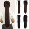 Women Long Straight Ponytail Wig Hair Extensions Black Brown Blond Synthetic Wig Wrap Around Clip-in Natural Daily Use