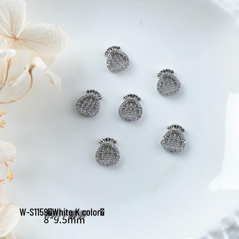 Новогодний маникюр: Роскошный подвеска-мешочек с цирконием и золотой инкрустацией из страз, носимые аксессуары для ногтей