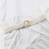 Summer Wide Braided Belt Women Woven Straw Belt with Round Wooden Buckle Waist Belt