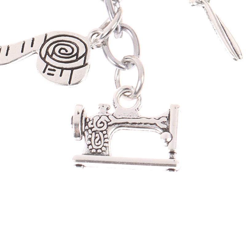 Брелок для швейной машины, портной брелок для ключей, железная рулетка, ножницы, брелок