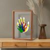 Family Handprint Photo Frame Kit DIY Handmade Newborn Baby Parents Handprint Footprint Keepsake Clear Wooden Frame Desktop Decoration Gift