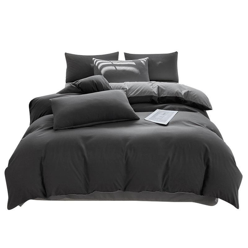 Зимняя двухсторонняя хлопковая кровать из четырех частей, однотонная простыня, пододеяльник, пододеяльник для студенческого общежития и средней школы
