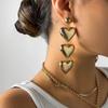 Layered Big Heart Pendant Drop Earrings for Women Trendy Large Long Hanging Earrings 2026 Fashion Jewelry Accessories Girls Gift