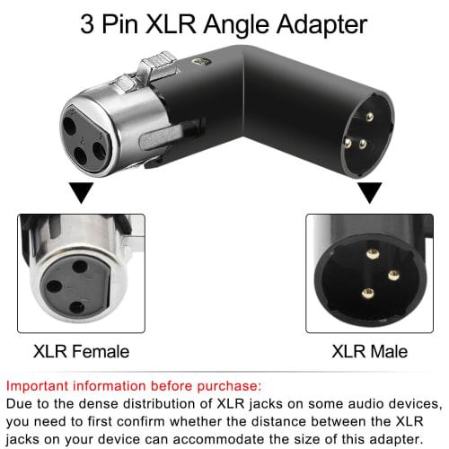 Xiatiaosann XLR Angled Adapter, 3-Pin Dual Male To Female Connector, 90 Degree Adjustable, 4 Different Angles, Right and Left, for Mixers, Microphones