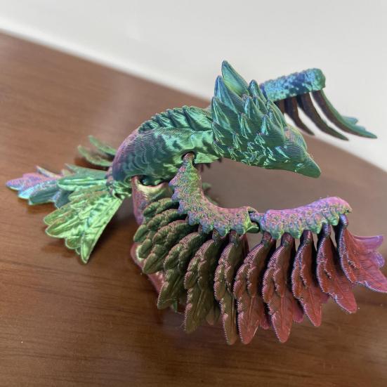3D Printed Phoenix Figurine Movable Joints Colorful Bird Figure Articulated Animal