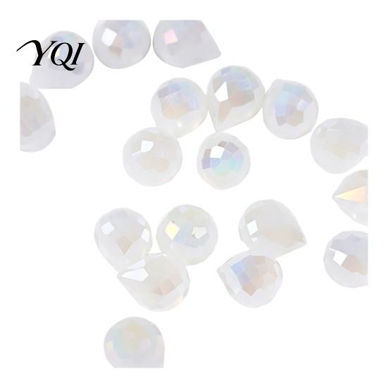 Glass Beads for Jewelry Making Faceted Teardrop Beads, Water Drop Loose Spacer Top Drilled Crystal Hanging Parasol Ornament Sun Catcher, DIY Necklace