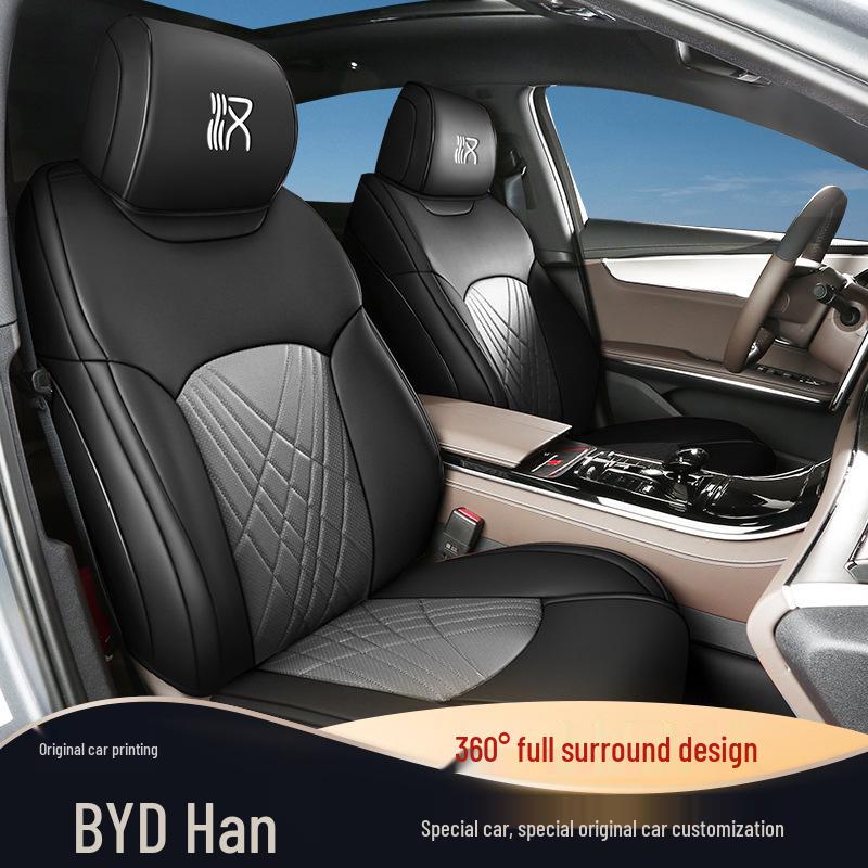 Прочный кожаный чехол на сиденье для BYD Han - Подходит для всех сезонов, вмещает пять сидений