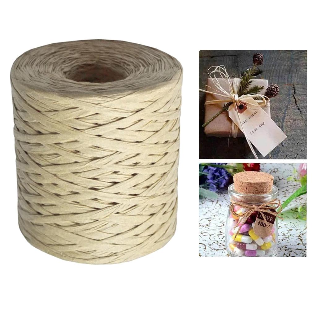 200M Paper Raffia Ribbon Cord Craft Twine Rope String DIY Chocolate