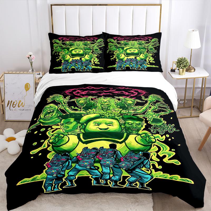 3pcs Ghostbusters Bedding Set 1 Soft Quilt Cover + 2 Pillowcases, Suitable for All Seasons.H040