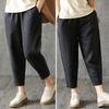 Women Harem Pants Solid Color Loose Fit Slacks with Pockets Elastic High Waist Retro Casual Trousers Streetwear