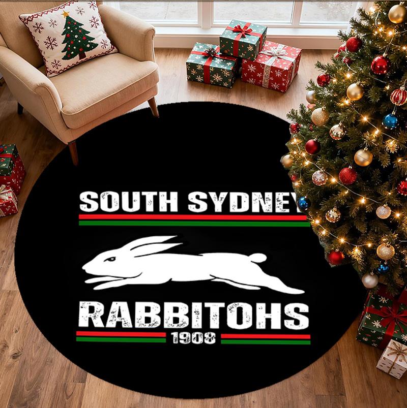 South Sydney Rabbitohs Pattern Round Rug, Indoor/Outdoor Mat, for Picnic, Gameroom, Bedroom, Office, Living Room, Home Decor Carpet, Birthday Gift