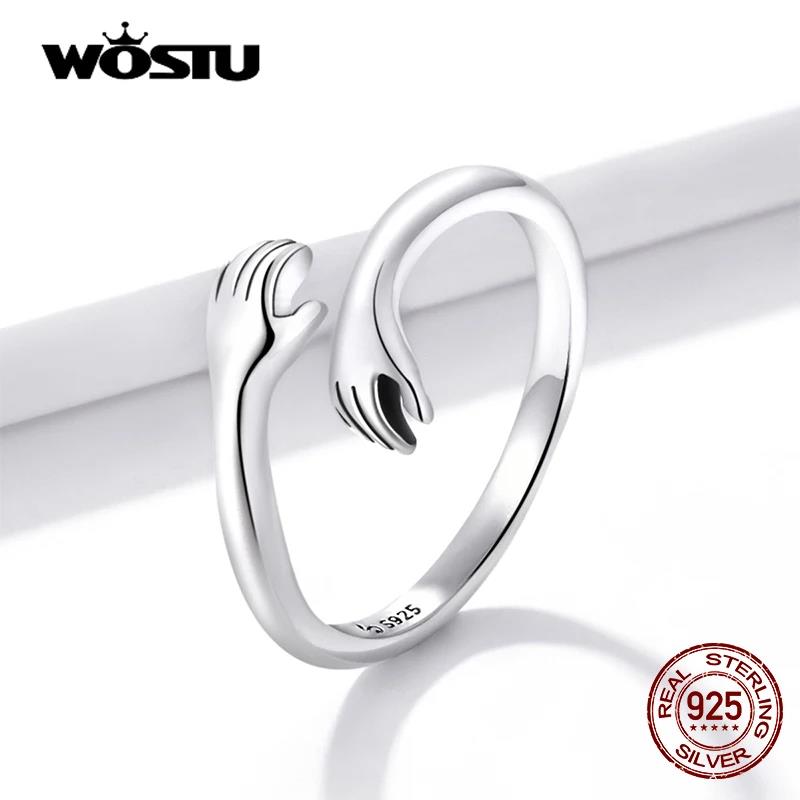 WOSTU 925 Sterling Silver Pet Cat Stackable opening Ring For Women Snake Dog Adjustable rings Fine Jewelry Party Birthday Gift