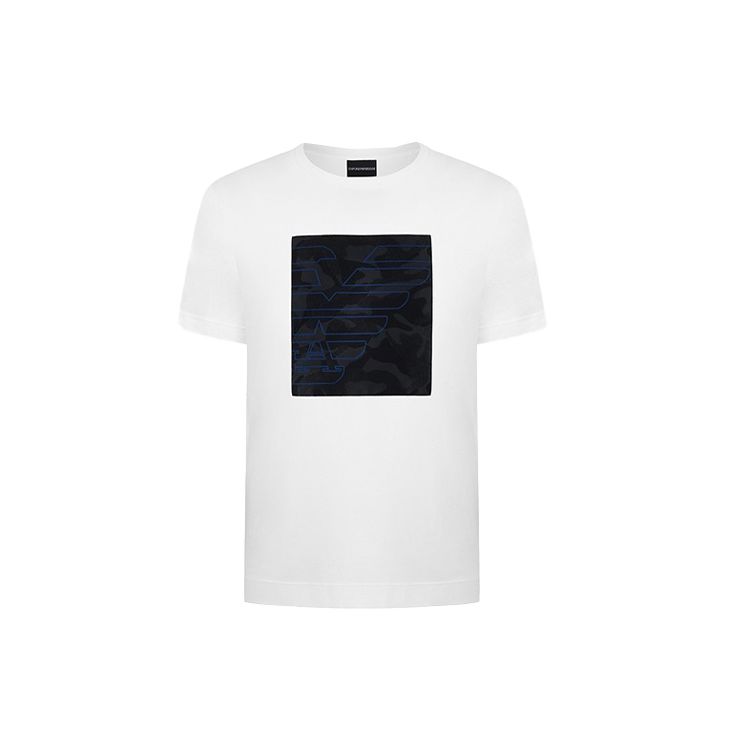 Emporio Armani Однотонная футболка с принтом логотипа, мужские топы, Белый 3K1TM7-1JDXZ-0101