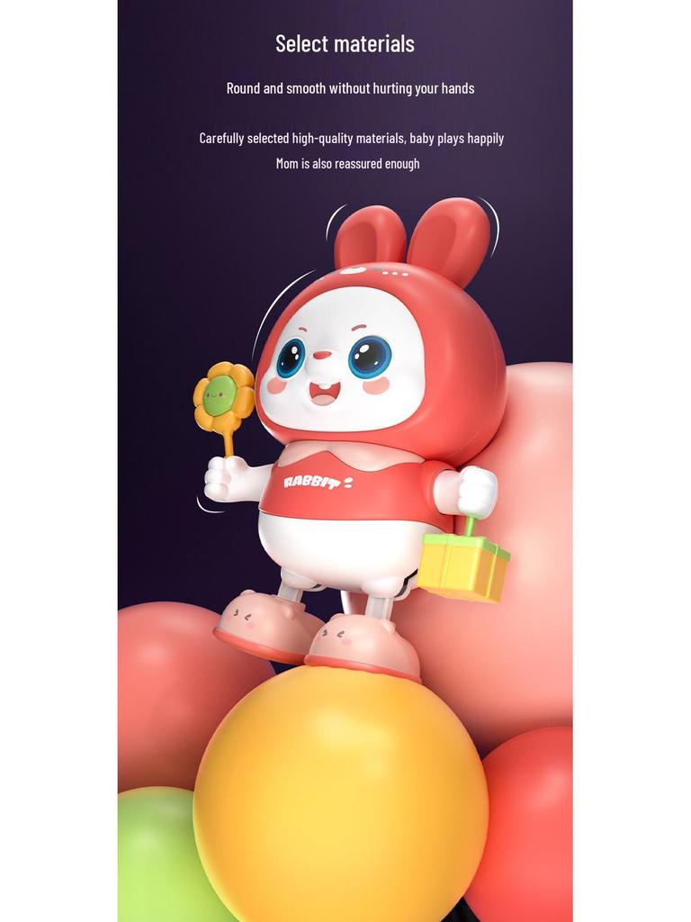 Электрическая танцующая игрушка-кролик для малышей: Побуждает к подъему, перекатыванию, ползанию со звуком и движением