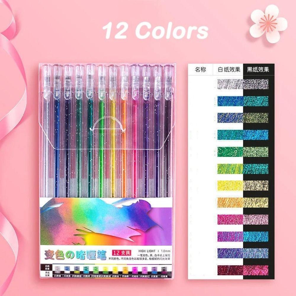 Fun Glitter Gel Pen Set Glitter Students Stationery for Drawing New Colored Pens Set