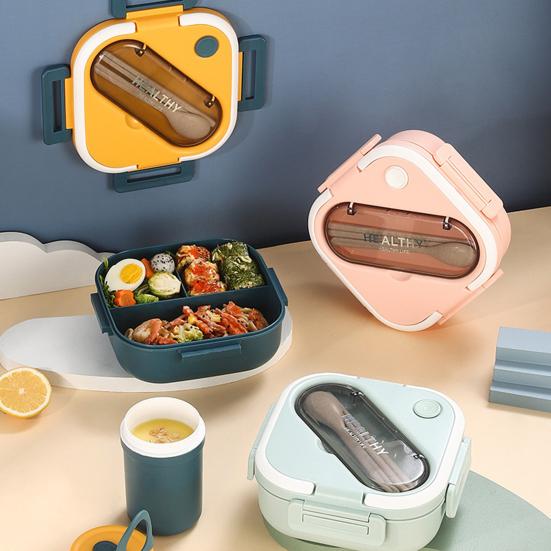 1 комплект, коробка для бенто, 1300 мл, герметичная, для использования в микроволновой печи, для школьников, 3 сетки, футляр для обеда со столовыми приборами, ежедневное использование