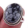 Natural Snowflake Obsidian Gemstone Handmade 925 Sterling Silver Ring S.6 W1i08