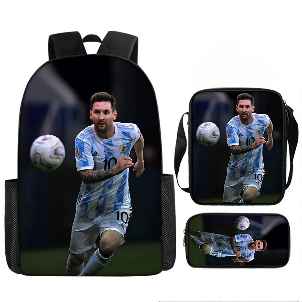 Мультяшный Месси Футбольная Печать Детский Рюкзак на Двойных Плечевых Лямках Для Использования в Школе