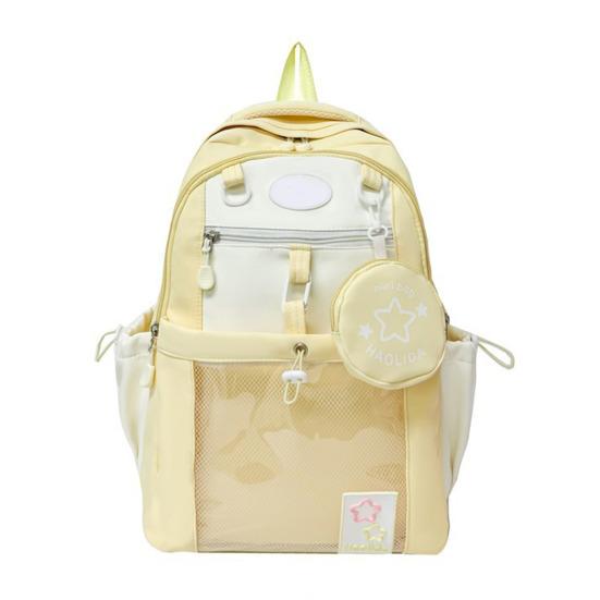 Рюкзак для ноутбука для девочек Водонепроницаемый рюкзак с прозрачным передним карманом Рюкзак большой вместимости с мягкими лямками для школы, улицы, путешествий