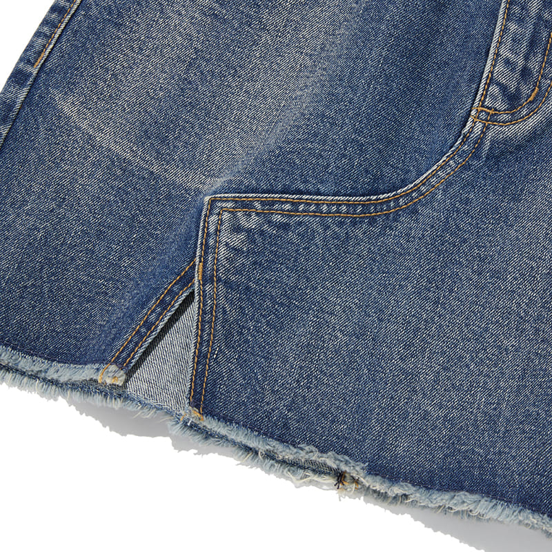 Kirsh Zipper Point Denim Mini Skirt [Blue]