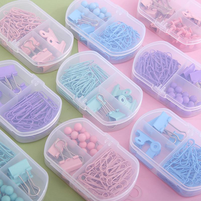 Красочный набор канцелярских товаров 3-в-1 - Милые скрепки, зажимы для бумаги и канцелярские кнопки в наборе для школьных и офисных принадлежностей