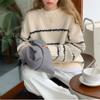 Harajuku Lazy Wind Japanese Sweater Women Autumn Winter New Loose Korean Stripe Sweater Contrast Color Long-sleeved Pullover