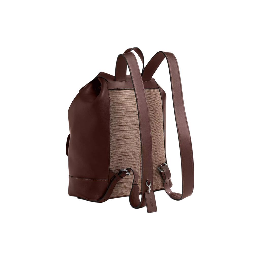 Coach Lennox 35 Adjustable Shoulder Strap Natural Grain Leather Backpack Large Men backpack Burgundy CCB59-MPL