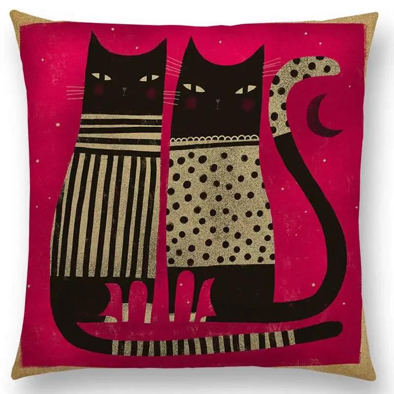 Абстрактная Фэнтези Животные Живопись Наволочка для Подушки-Пледа на Диван Такса Сова Кошка Собака Белка Кролик Лиса Слон