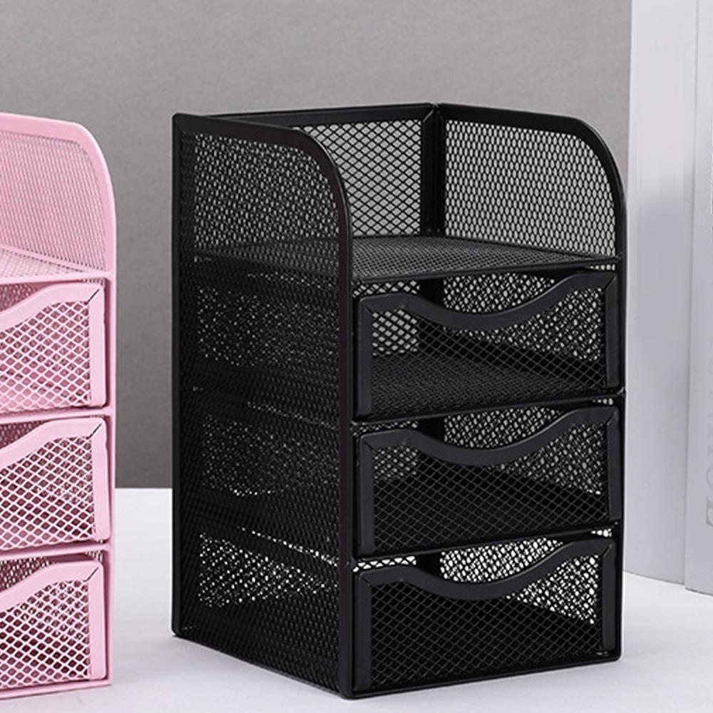 Black Desktop Organizer Metal Stationery Organizer Pen Container Desk Organizer For Home