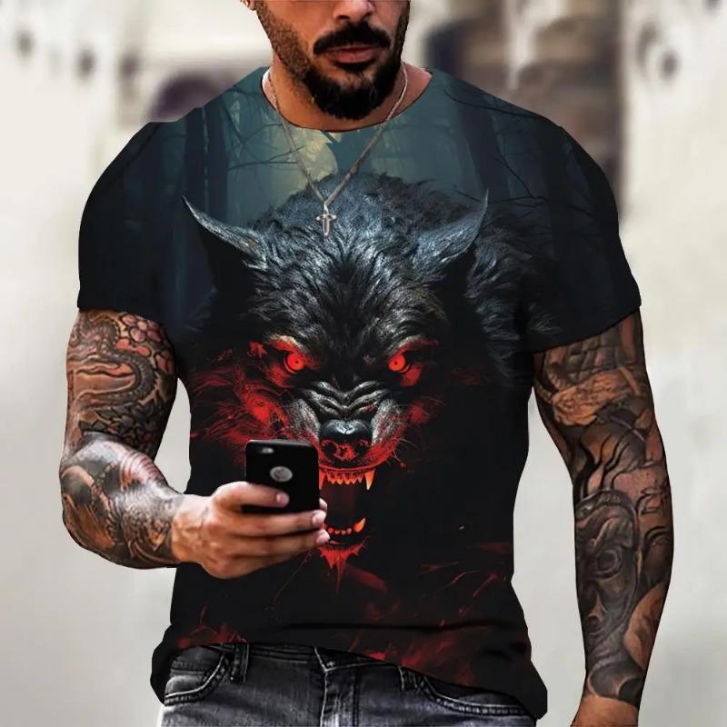 Wolf T-Shirt 3d Digital Animal Print Graphic Camisa Hombre Causal Tees Short Sleeves Comfortable Pullover Tops Men's Clothing