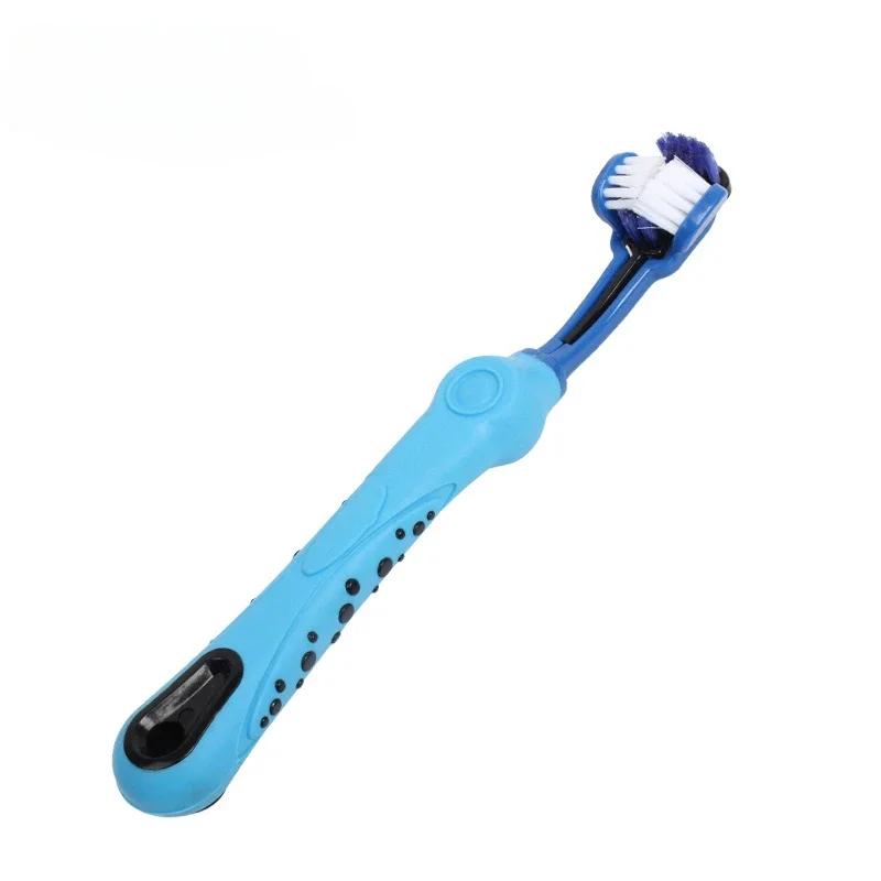 Three Sided Pet Toothbrush Three-Head Multi-angle Toothbrush Cleaning Dog Cat Brush Bad Breath Teeth Care Tool