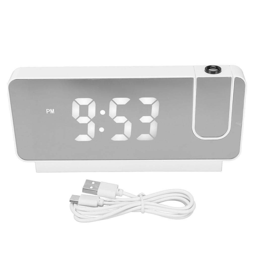 Projection Alarm Clock Time Date Temperature Display 180 Degree Wide Angle HD LED Screen