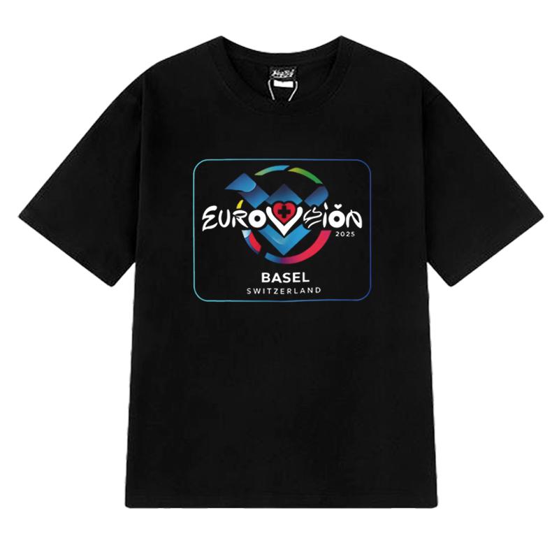 Eurovision Song 2025 Basel Switzerland short sleeve Tshirts Unisex Women Fashion Oversized clothing Unisex 100 Cotton T shirt Top