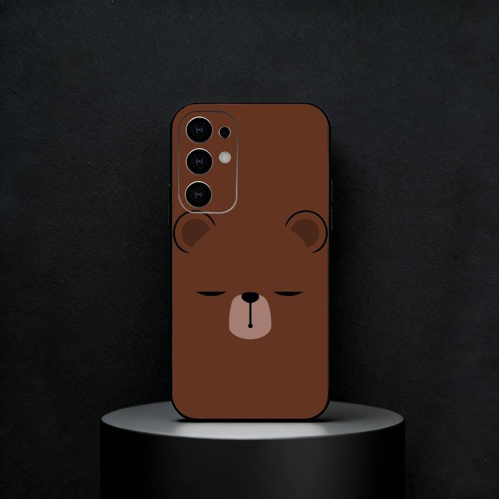 Cute Brown Bear Phone Case For Samsung S25,S24,S23,S22,S21,S20,Ultra,Plus,FE Black Soft Cover