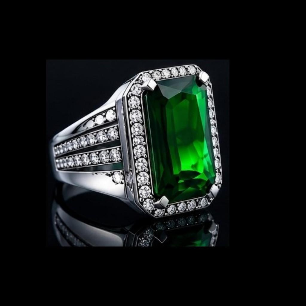 Emerald Ring, 925 Sterling Silver, Emerald Gemstone Ring, Men's Designer Ring, Handmade Ring, May Birthstone, Vintage Jewelry