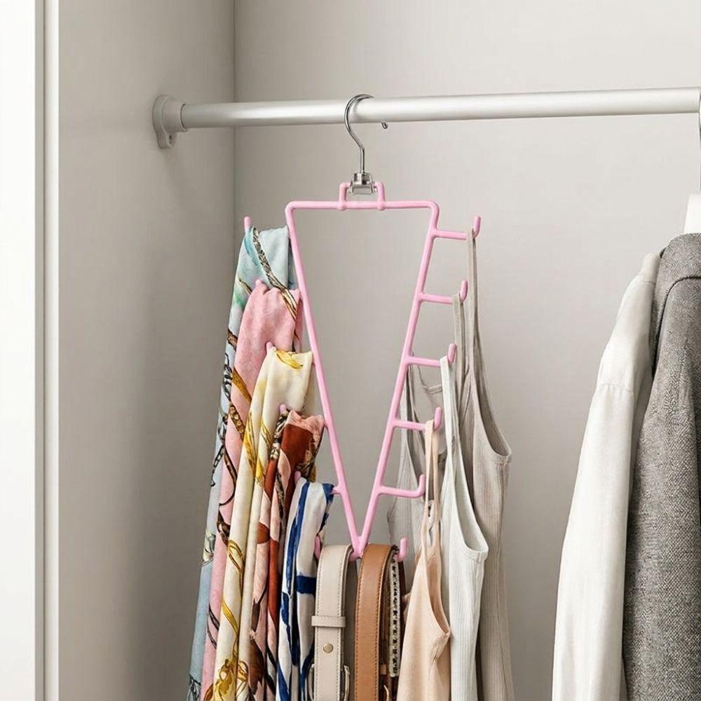 2Pcs 12 Hooks Metal V Shaped Hanger Rotatable Laundry Hanger Hat Storage Rack Scarf Hanging
