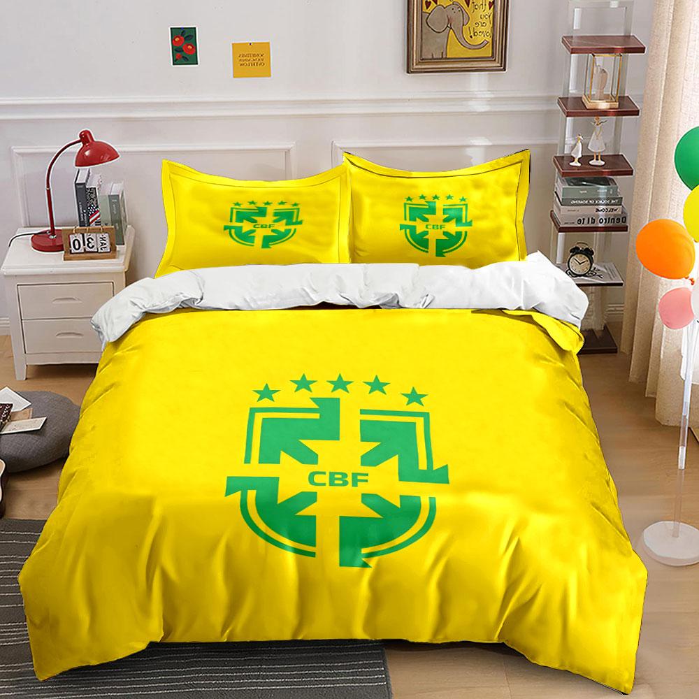 Yellow bedding, green emblem. Bedding sets Duvet cover sets Duvet covers Pillowcases(1 * Duvet Cover 2 * Pillowcases, without duvet insert)