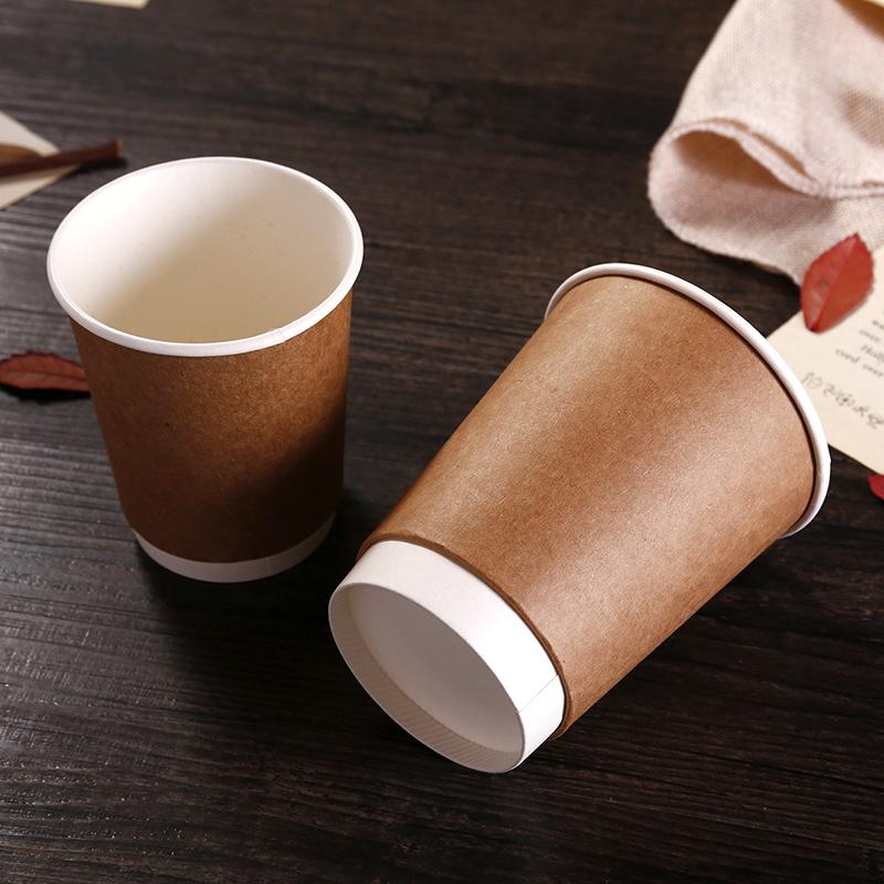 Tinghao Disposable Paper Cups, Hollow Cups, 50 Pieces, for Office And Business Use, [Double-Layered And Thickened], Not Hot to Hold, Thick Coffee Cups