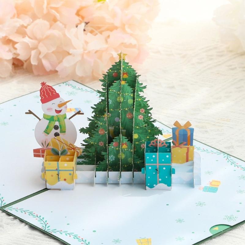 Christmas Blessing Card Set 3D Greeting Cards with DIY Message & Envelope Festive Decorations Christmas Celebration
