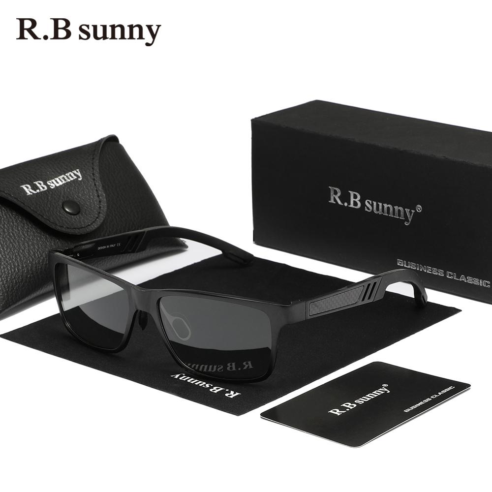 RBsunny Мужские поляризованные солнцезащитные очки Алюминиевые очки UV400 Очки для вождения Очки прямоугольные Классические женские спортивные очки ночного видения