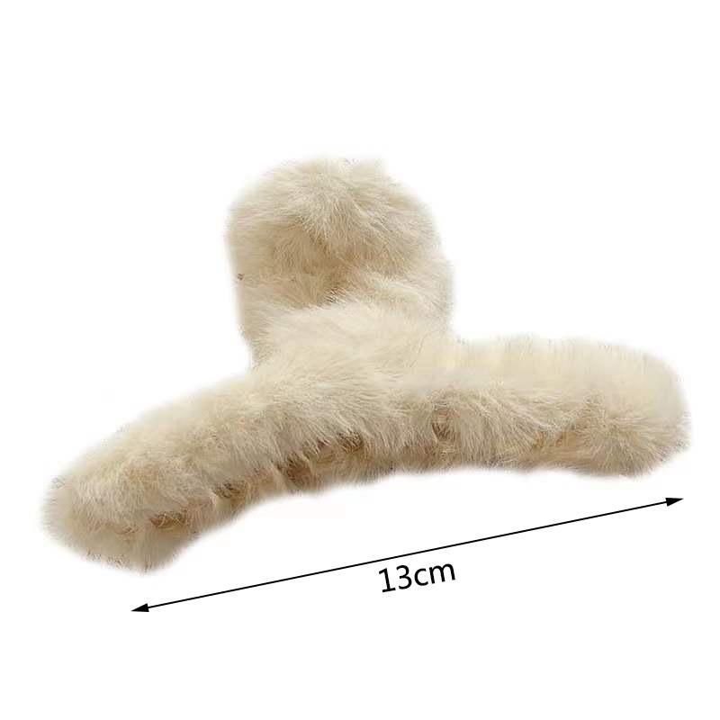 Женский коготь для волос, плюшевый зажим, милый корейский осенне-зимний однотонный, элегантный, акриловый, пушистый