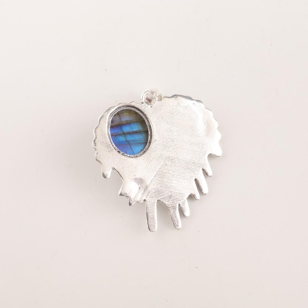 Natural Labradorite Gemstone 925 Sterling Silver Handmade Jewelry Pendant 1.49" CP-28-29