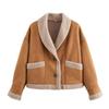 Women Fashion Brown Single Breasted Jackets Coat with Pockets Lapel Neck Long Sleeves Female Chic Lady Outfits