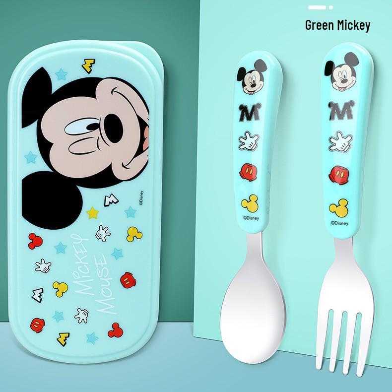Мультяшная детская ложка для кормления из нержавеющей стали с портативной коробкой