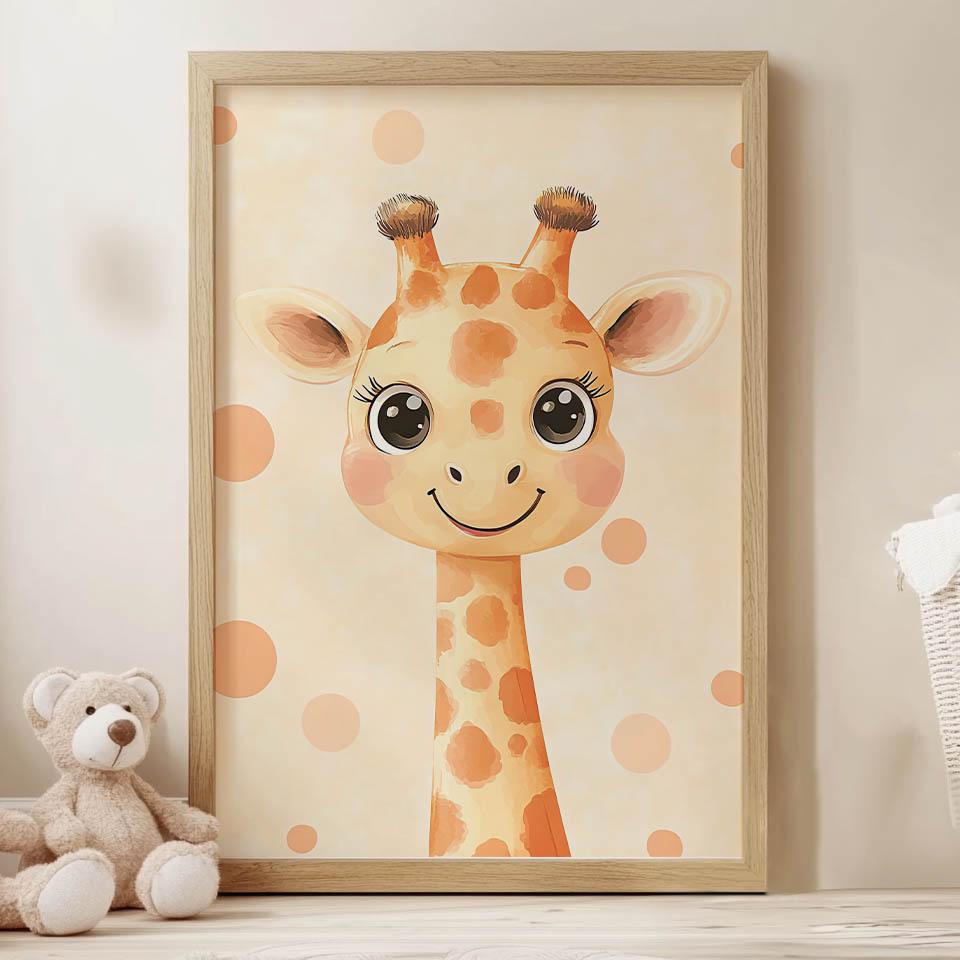 Plakat Żyrafa Z Kropkami Plakat Żyrafa Z Kropkami, 70X100 Cm, Bez Ramy, Płótno Premium Na Blejtramie