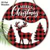 Рождественская деревянная табличка с классическим узором с оленями - Круглая табличка Navidad для входной двери, настенный декор - Идеальное рождественское украшение