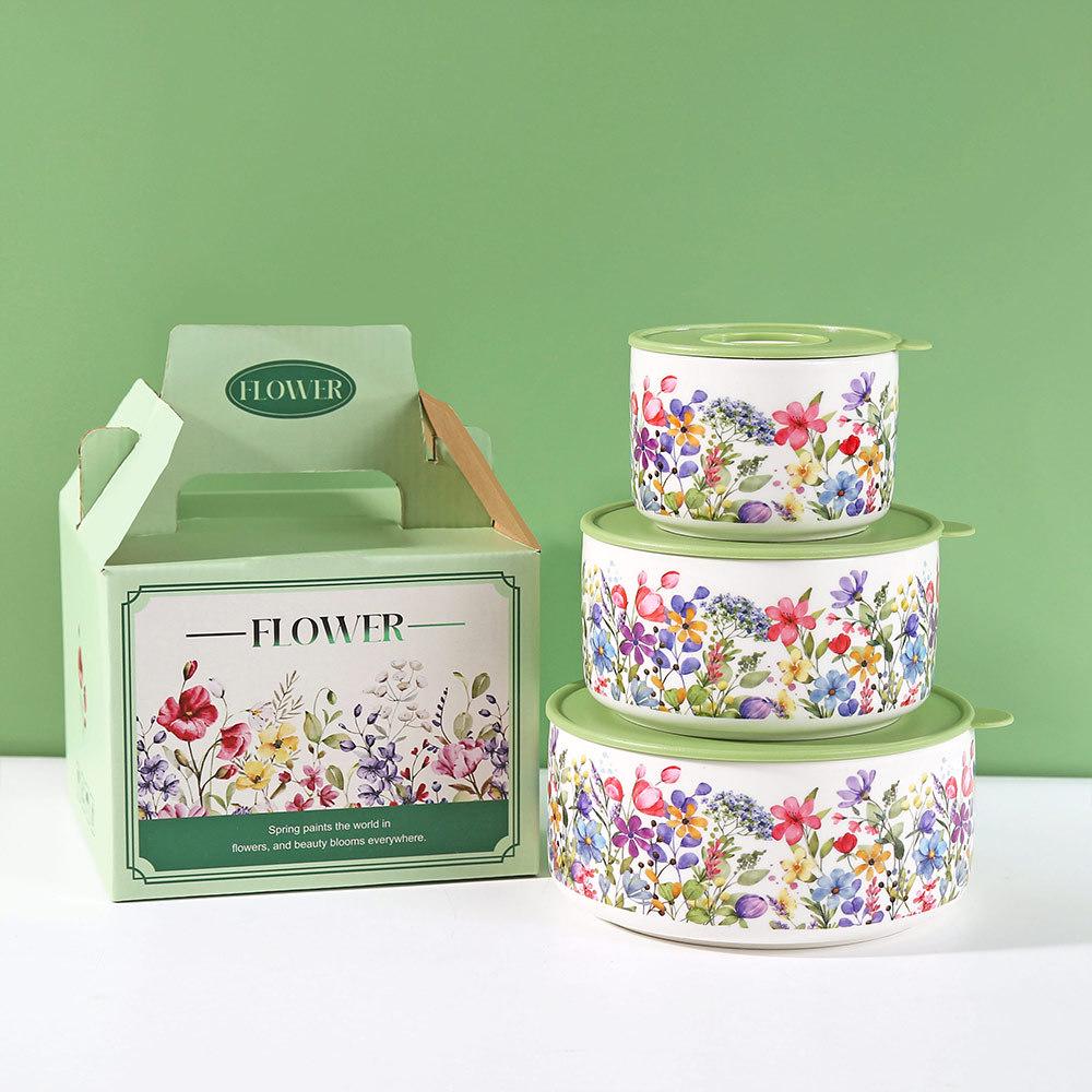 Lemon Fresh Ceramic Bowl Set with Lid - Practical Housewarming Gift Box