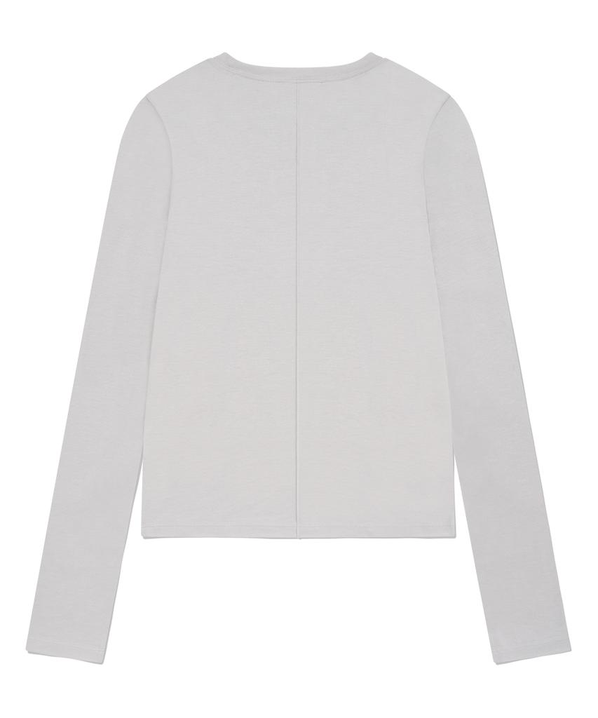 COVERNAT WOMAN Round Neck Slim Long Sleeve Light Gray