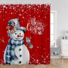 Christmas Snowman Happy New Year Shower Curtain Merry Christmas Winter Snowy Snowflake Pine Bathtub Decor Polyester Bath Curtain