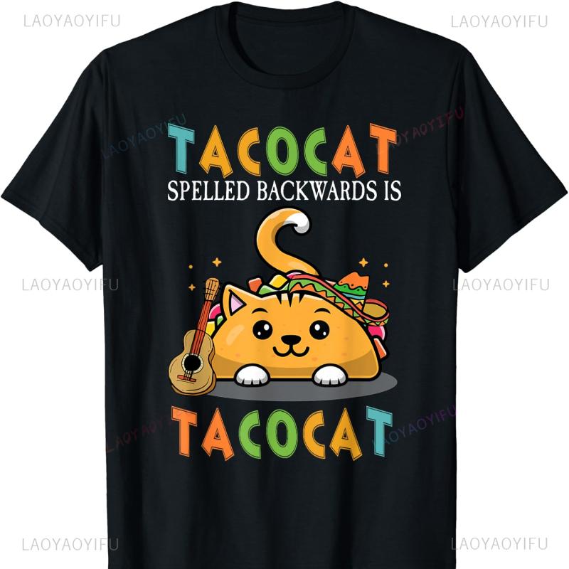 Tacocat Spelled Backward Is Tacocat Tee Love Cat and Taco T-Shirt Harajuku Clothes Shirts for Gothic Comfortable Top unisex